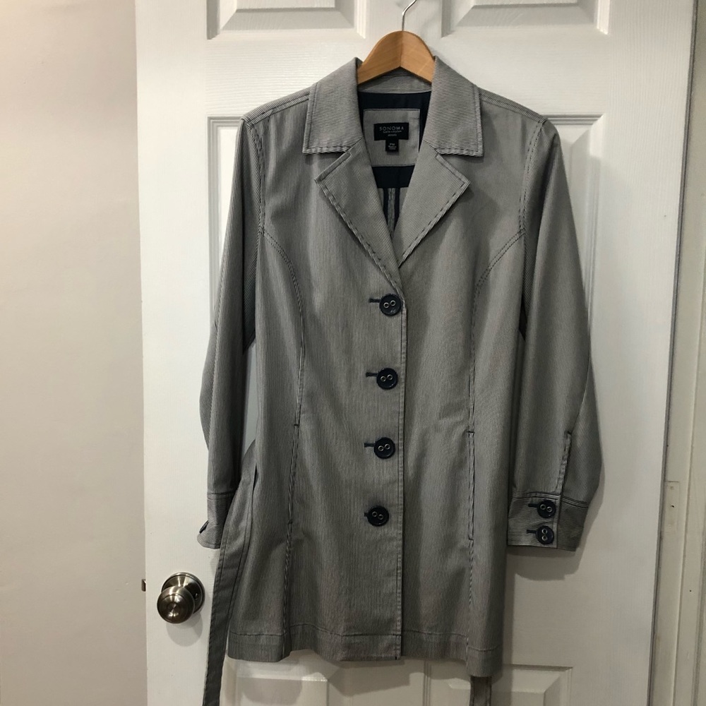 Ladies Striped Belted Jacket - Picture 2 of 5